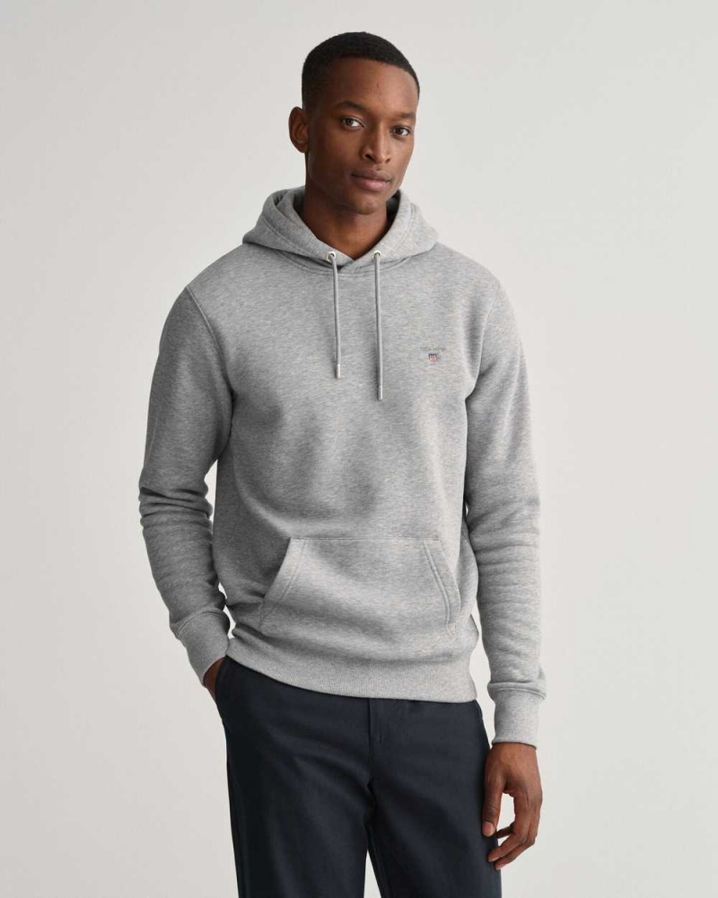 Gant Original Sweat Men\'s Hoodie Grey Melange | MAIKW-8095