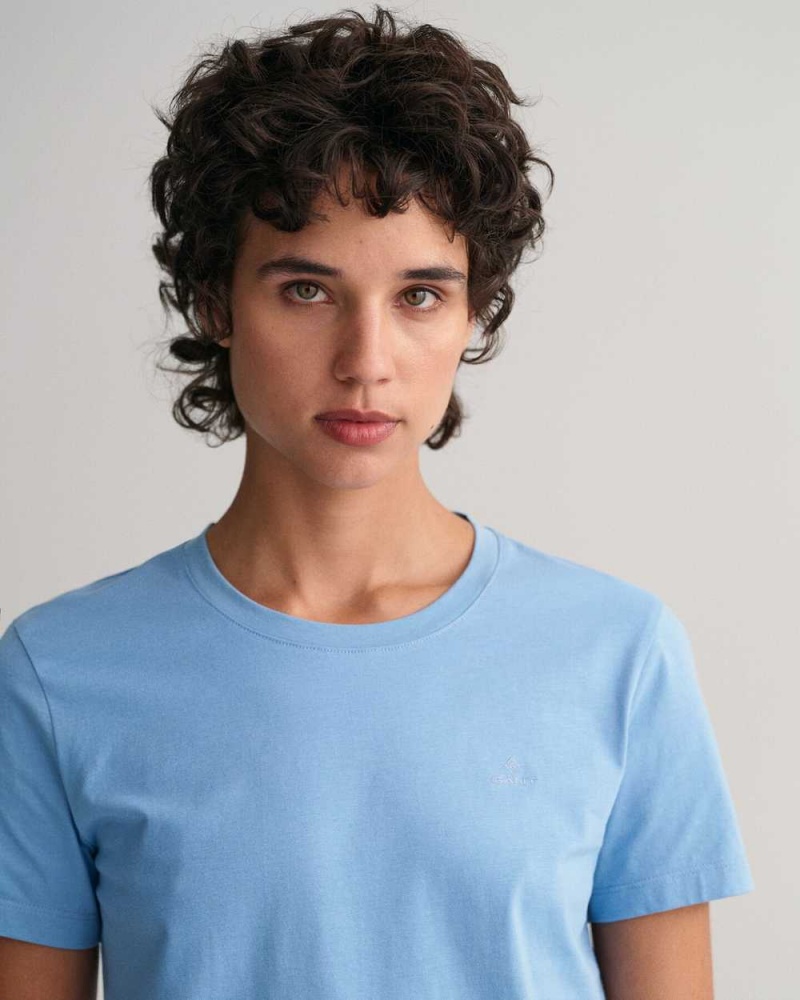 Gant Original Women's T-Shirt Gentle Blue | OCYTX-2675