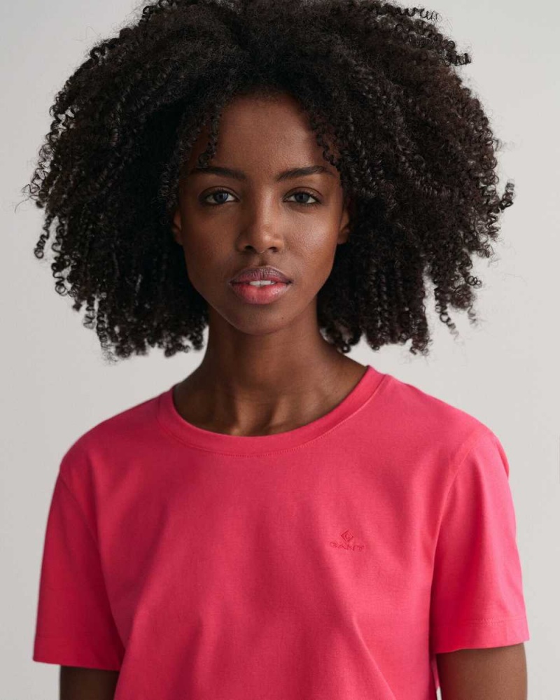 Gant Original Women's T-Shirt Magenta Pink | WJTLM-1064