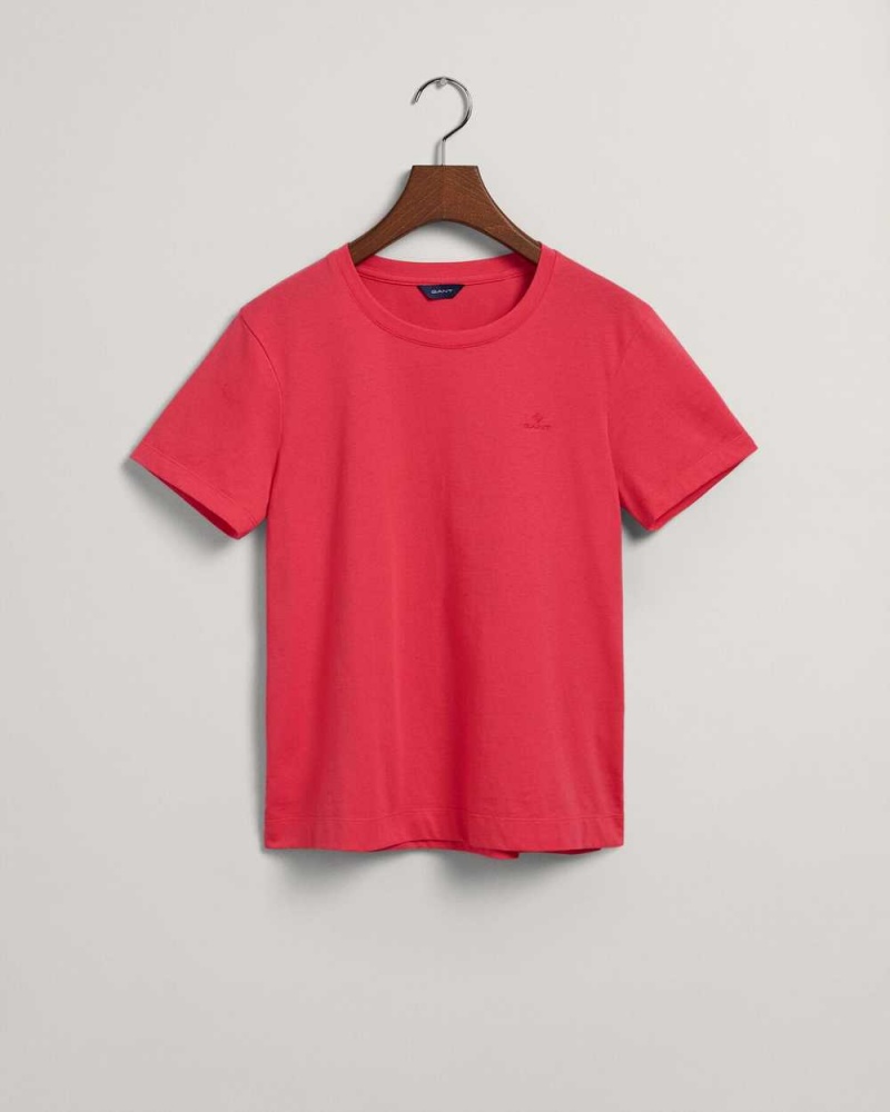 Gant Original Women's T-Shirt Magenta Pink | WJTLM-1064