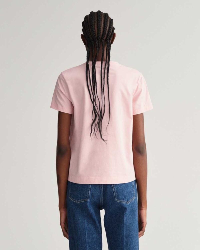 Gant Original Women's T-Shirt Preppy Pink | ZAQRG-3869