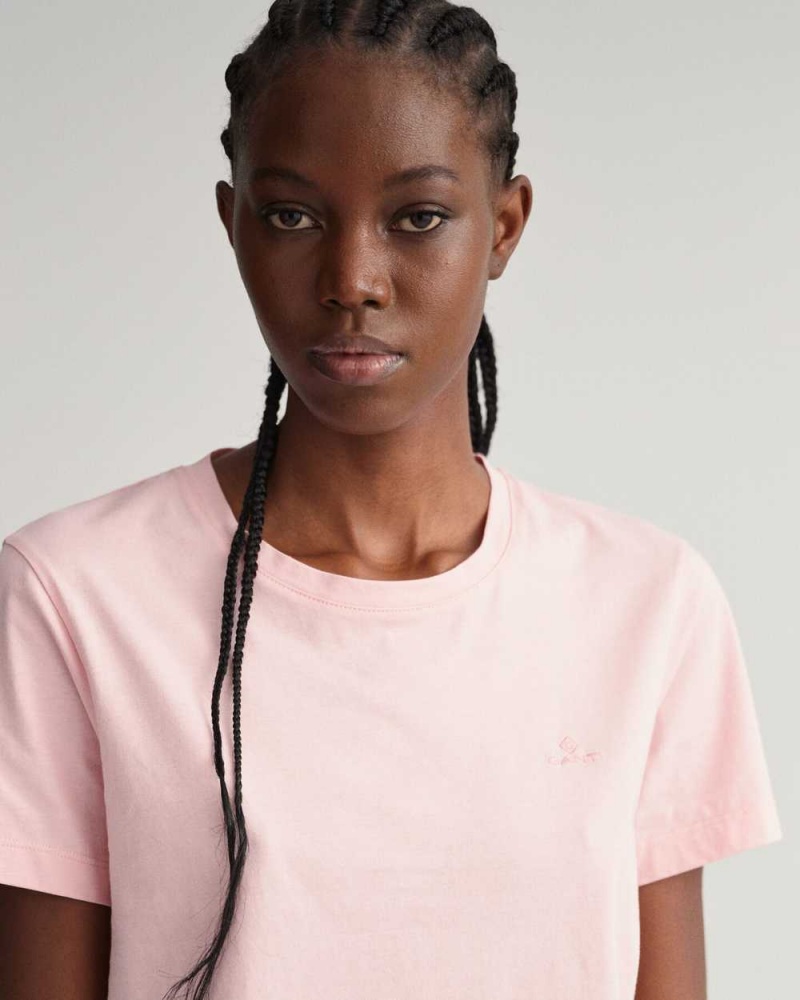 Gant Original Women's T-Shirt Preppy Pink | ZAQRG-3869