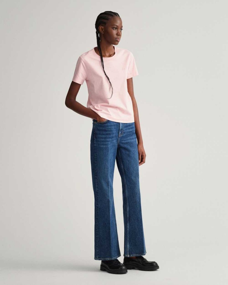 Gant Original Women's T-Shirt Preppy Pink | ZAQRG-3869