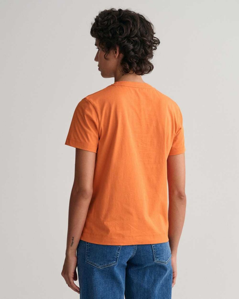 Gant Original Women's T-Shirt Pumpkin Orange | RJUNH-4687