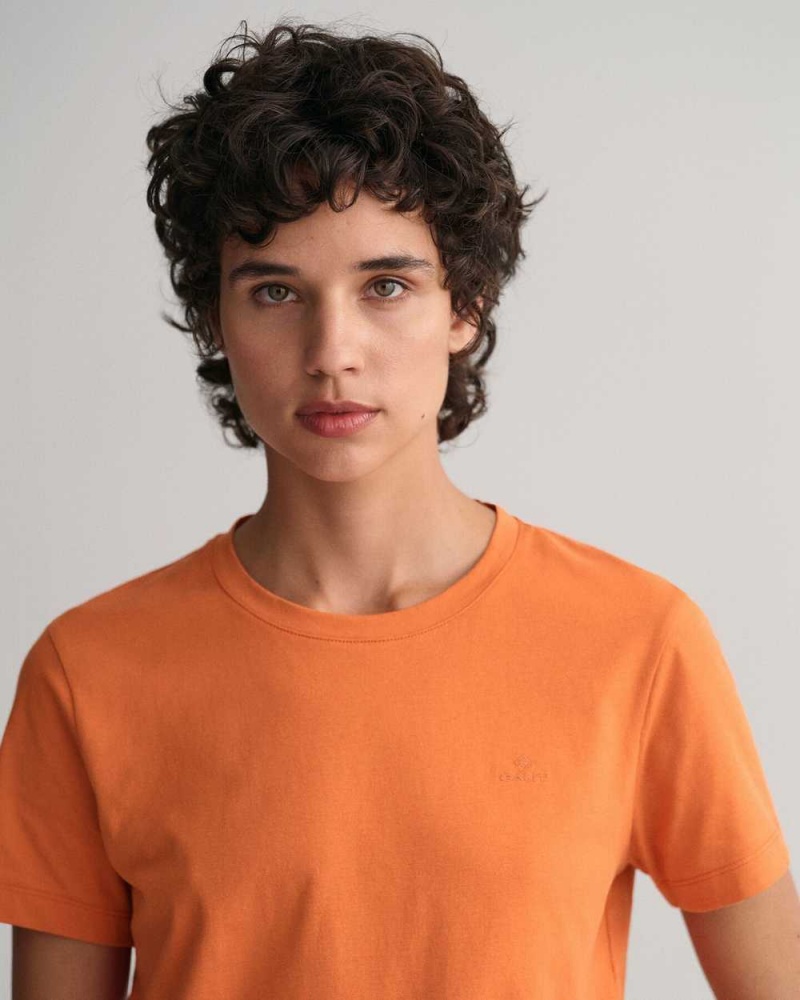 Gant Original Women's T-Shirt Pumpkin Orange | RJUNH-4687