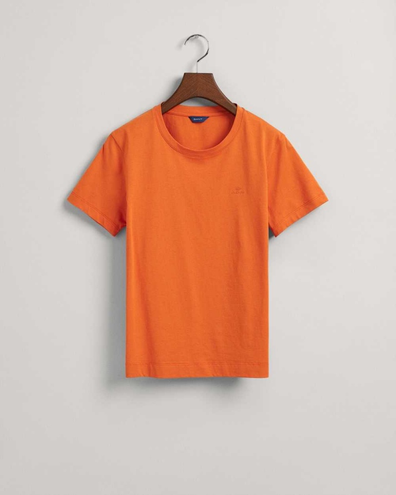 Gant Original Women's T-Shirt Pumpkin Orange | RJUNH-4687