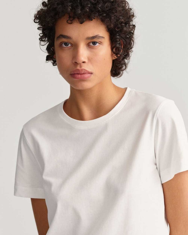 Gant Original Women's T-Shirt White | MOZTB-0168