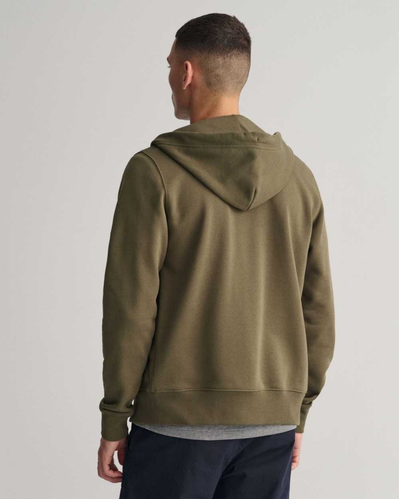 Gant Original Zip Men's Hoodie Racing Green | OMZFH-7103