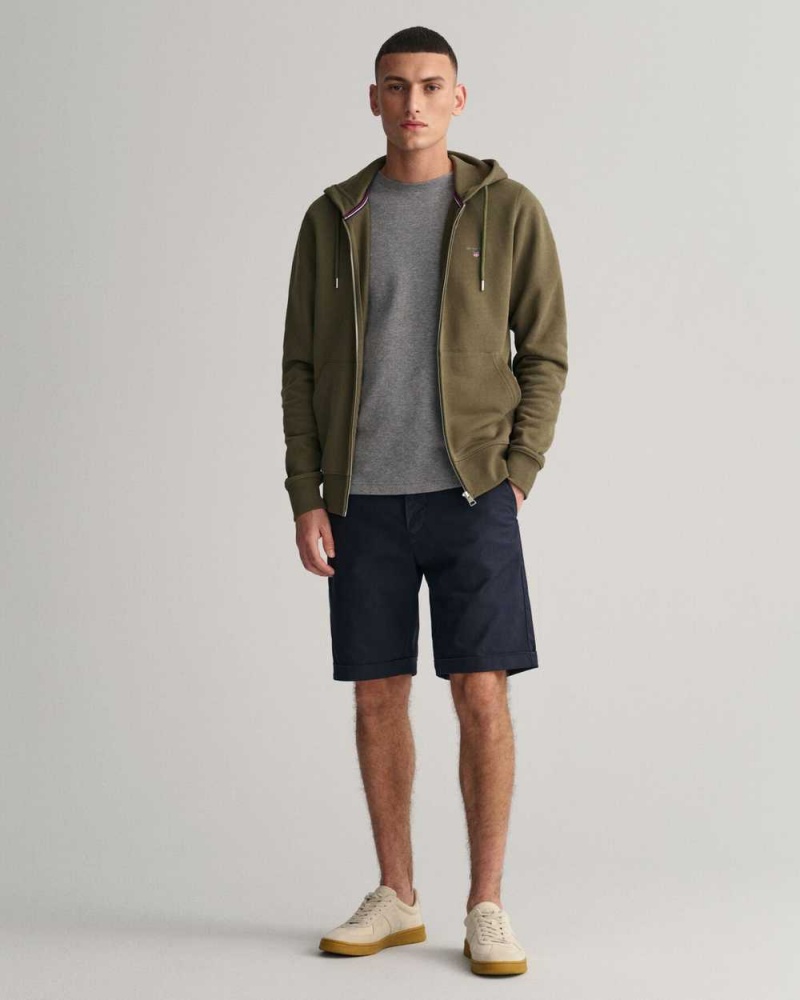 Gant Original Zip Men's Hoodie Racing Green | OMZFH-7103