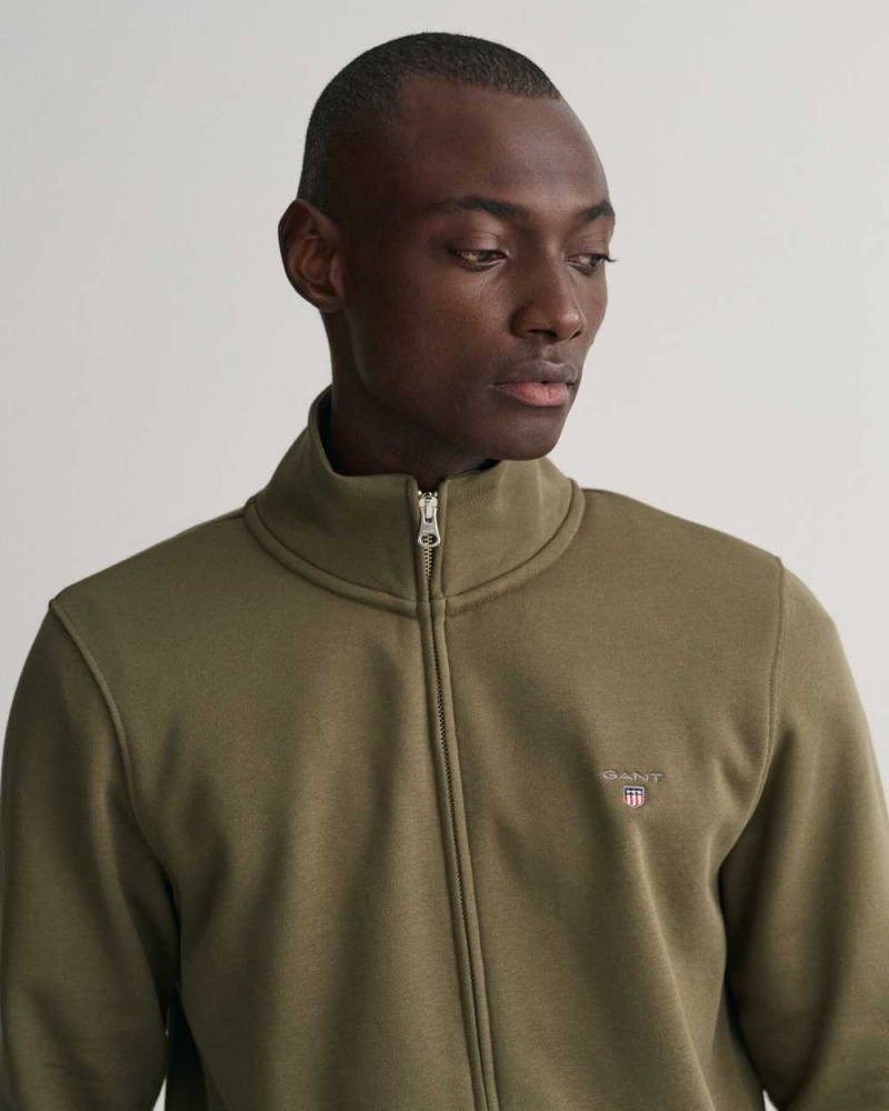 Gant Original Zip Men's Track Jackets Racing Green | SRYVF-9326