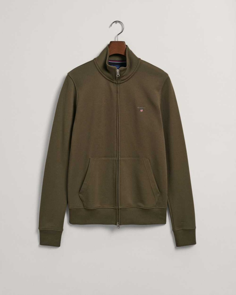 Gant Original Zip Men's Track Jackets Racing Green | SRYVF-9326