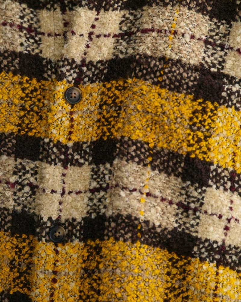 Gant Oversized Bouclé Checked Men's Shirts Sunflower Yellow | QCJIH-5968