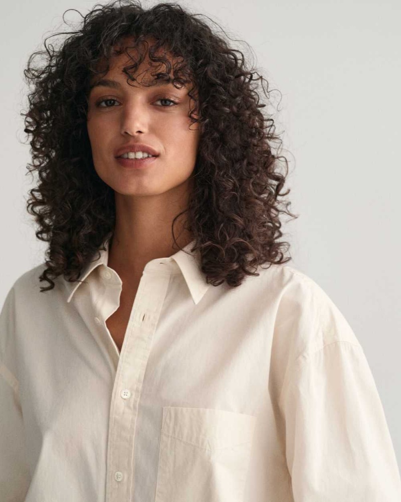 Gant Oversized Compact Poplin Women's Shirts Linen | ZYNDW-2730