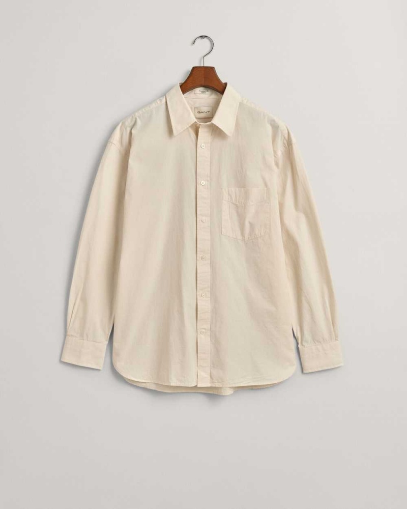 Gant Oversized Compact Poplin Women's Shirts Linen | ZYNDW-2730