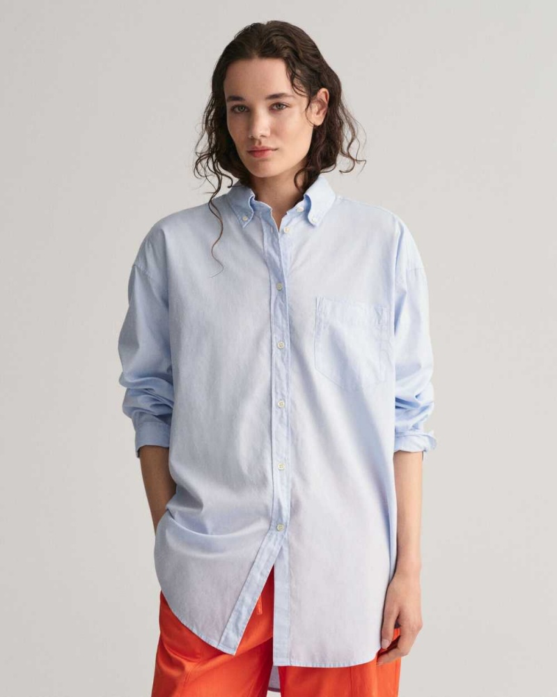 Gant Oversized Fit Luxury Oxford Women\'s Shirts Muted Blue | MUZQE-4862