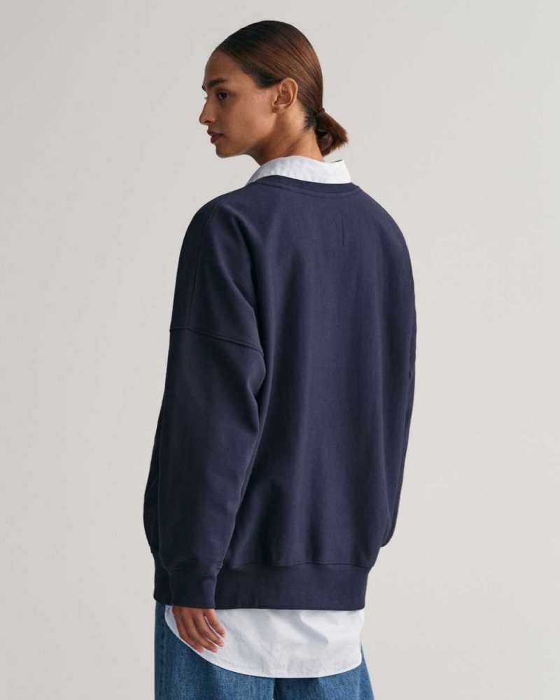 Gant Oversized G Crew Neck Women's Sweatshirts Evening Blue | XLGEP-8679