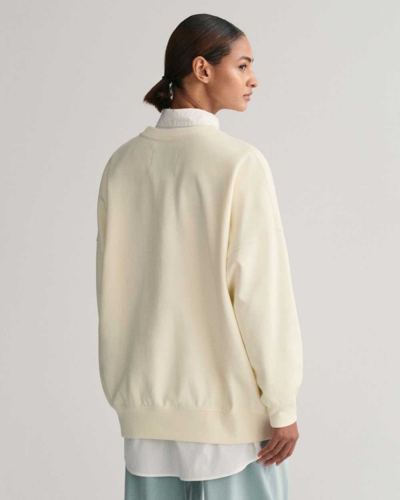 Gant Oversized G Crew Neck Women's Sweatshirts Cream | RVZTS-6928