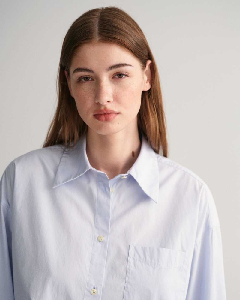 Gant Oversized High Cuffs Poplin Women's Shirts Light Blue | AVTXL-6421