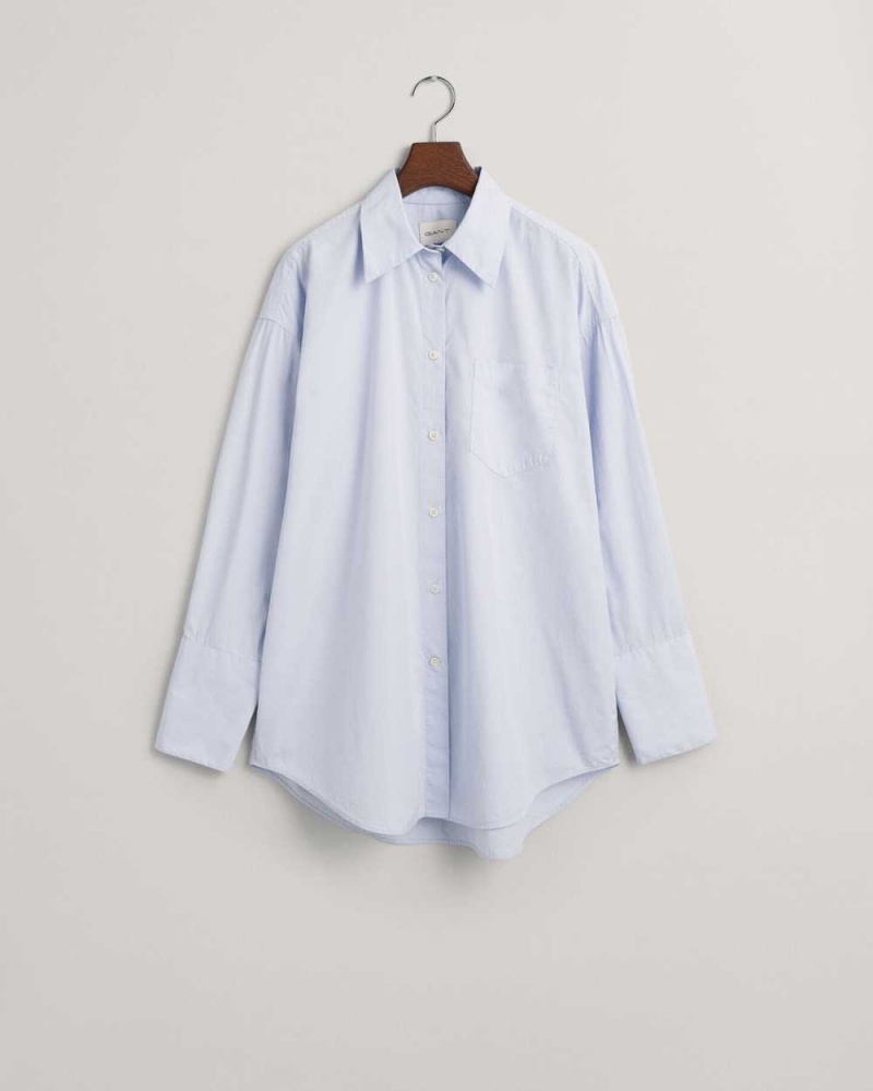 Gant Oversized High Cuffs Poplin Women's Shirts Light Blue | AVTXL-6421