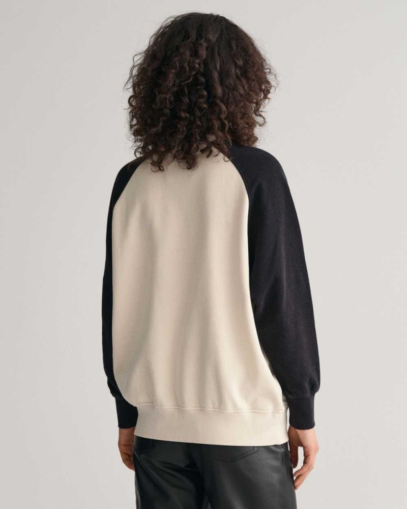 Gant Oversized Logo Color Block Women's Sweatshirts Linen | MAFVD-7350