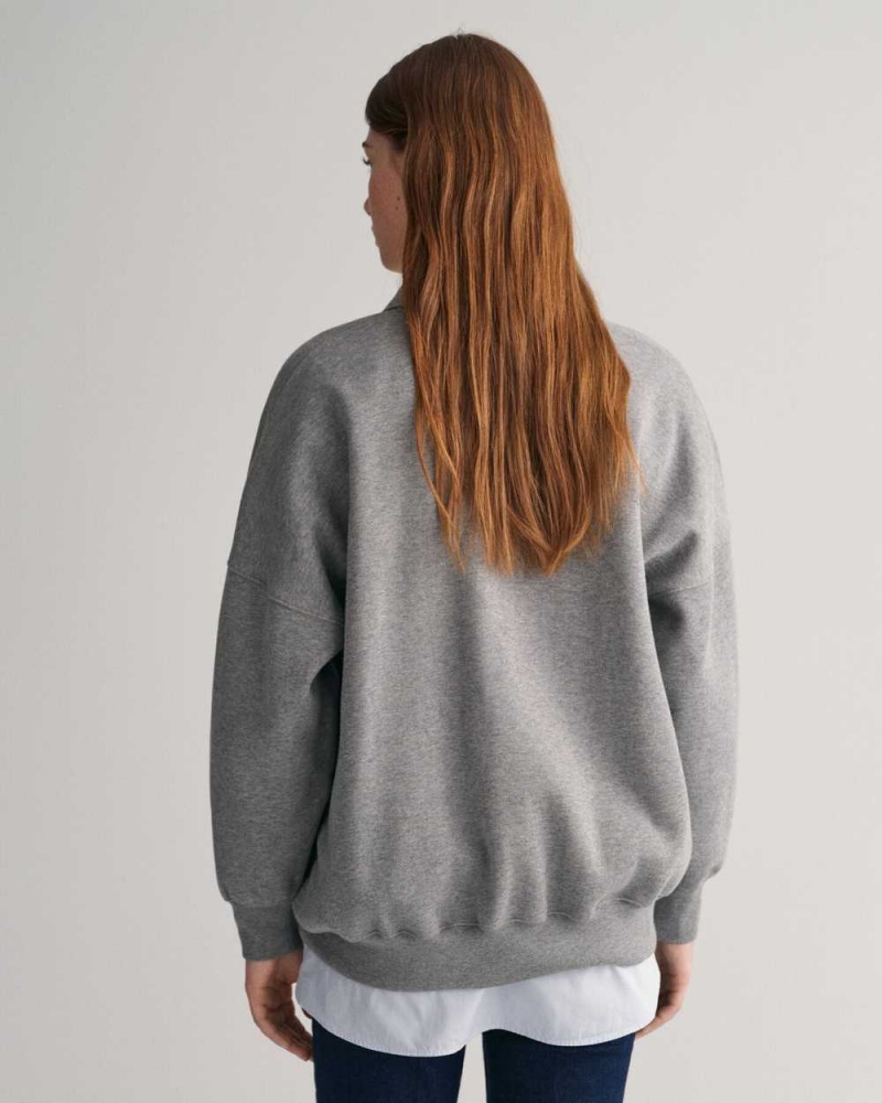 Gant Oversized Rugger Women's Shirts Grey Melange | ELTNH-0173