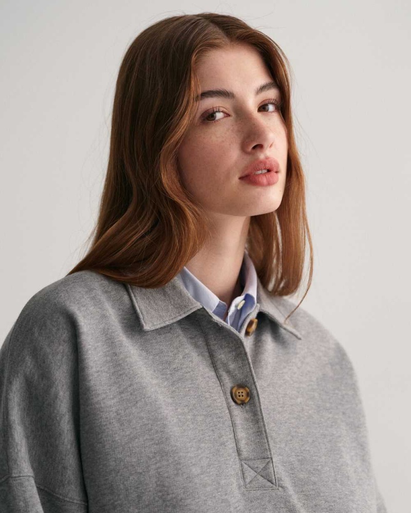 Gant Oversized Rugger Women's Shirts Grey Melange | ELTNH-0173