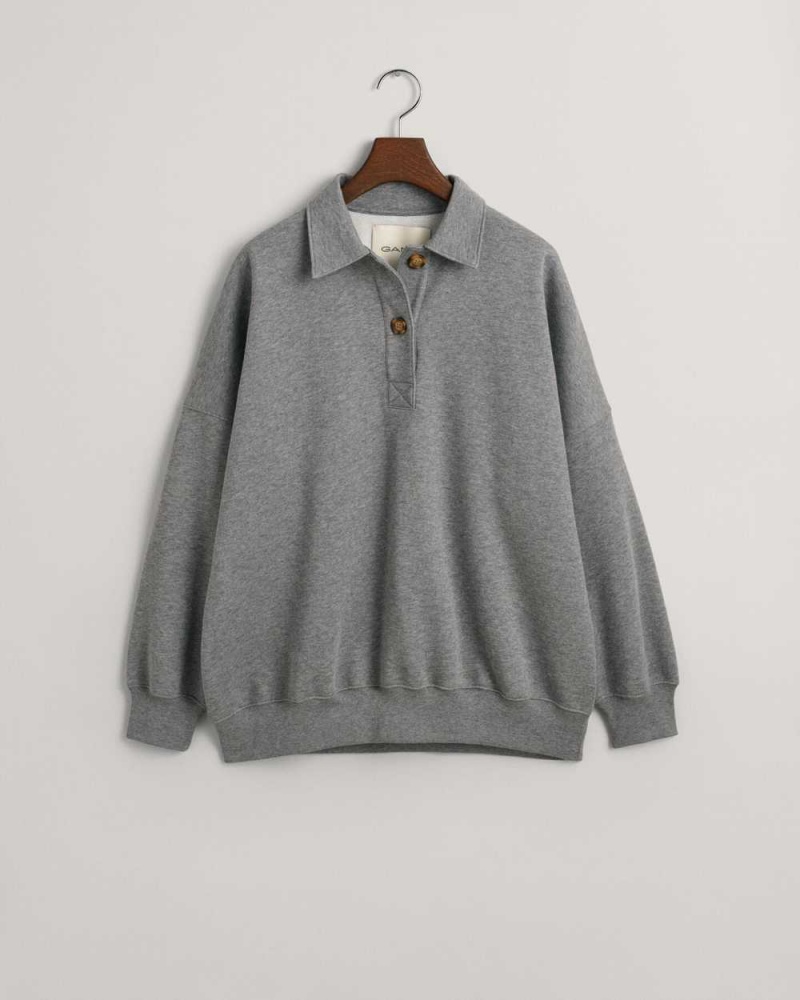 Gant Oversized Rugger Women's Shirts Grey Melange | ELTNH-0173