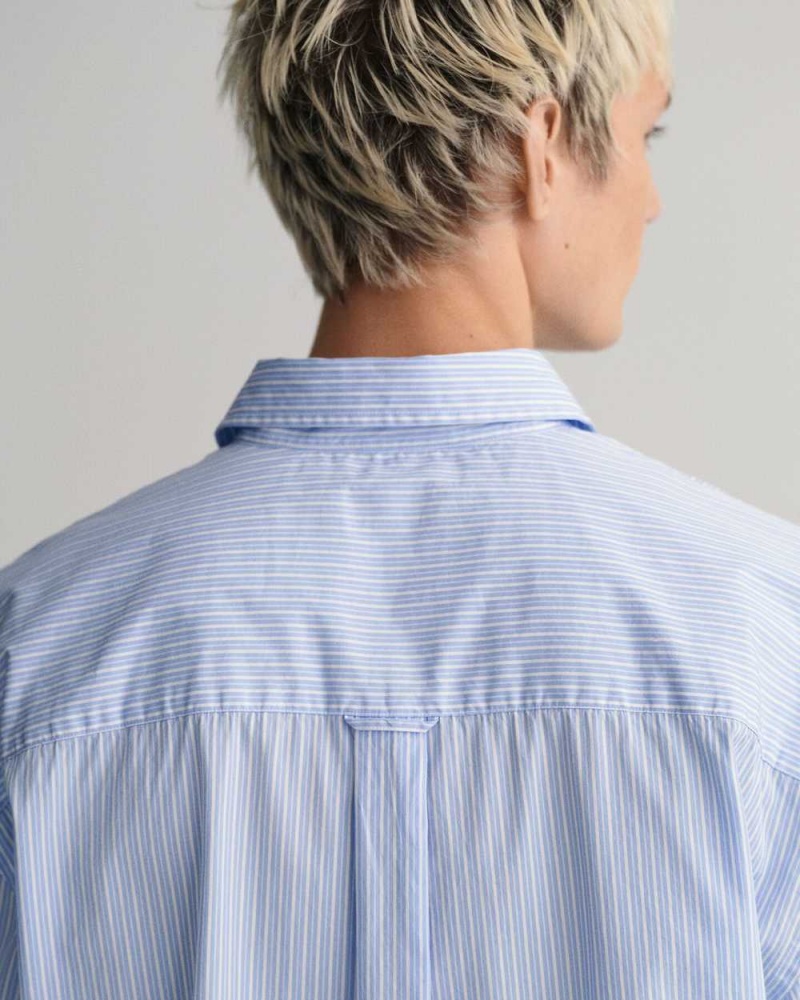 Gant Oversized Striped Poplin Men's Shirts White | VCFXO-9506