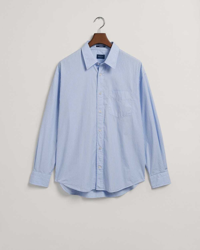 Gant Oversized Striped Poplin Men's Shirts White | VCFXO-9506