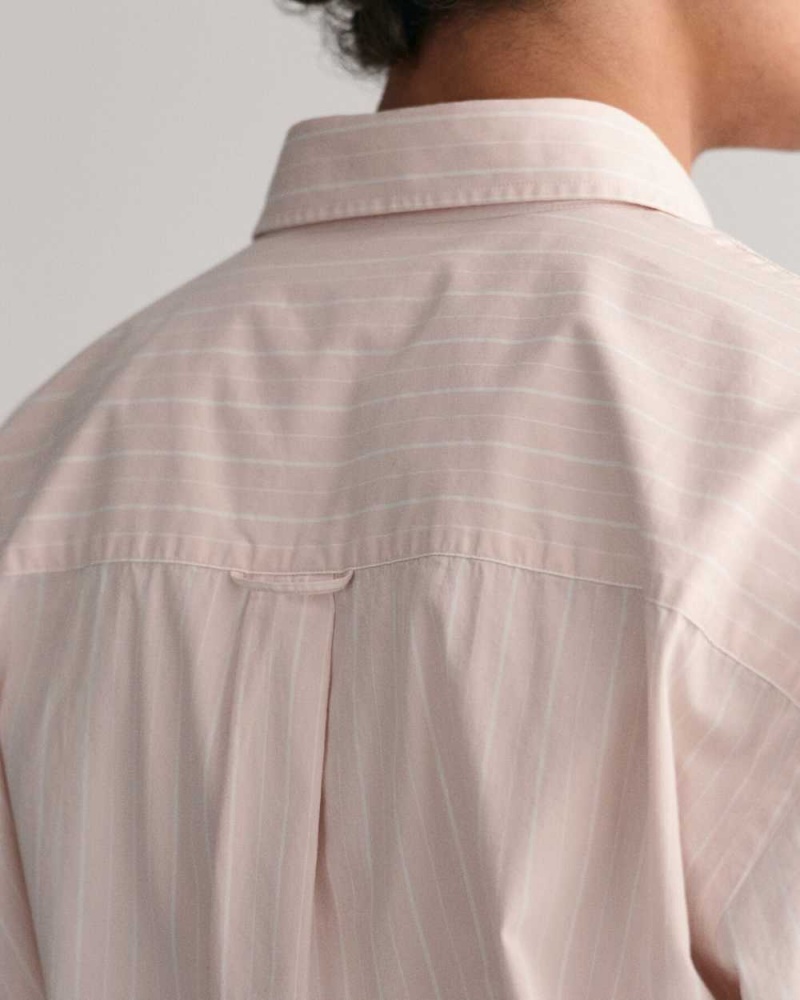 Gant Oversized Striped Poplin Men's Shirts Dark Sand | AKQPI-3192