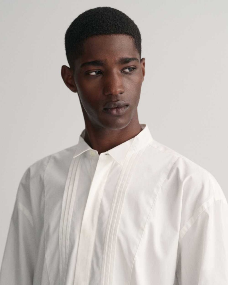 Gant Oversized Tuxedo Men's Shirts White | NQSZO-7421