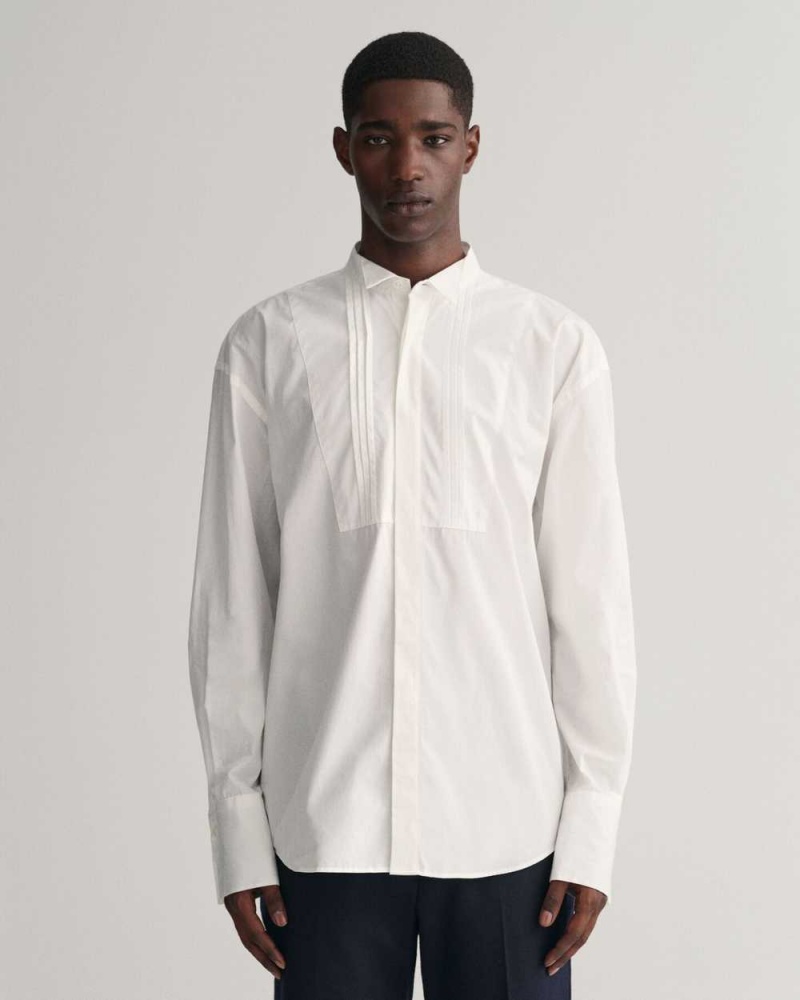 Gant Oversized Tuxedo Men\'s Shirts White | NQSZO-7421