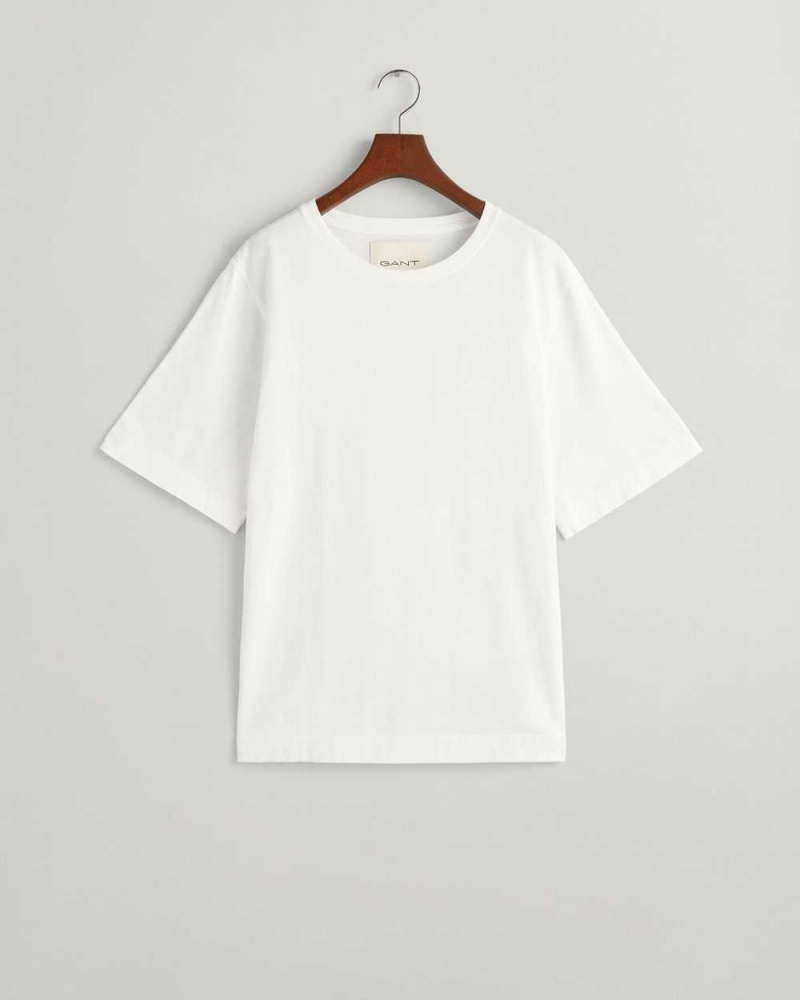 Gant Oversized Women's T-Shirt White | RCGQJ-5794