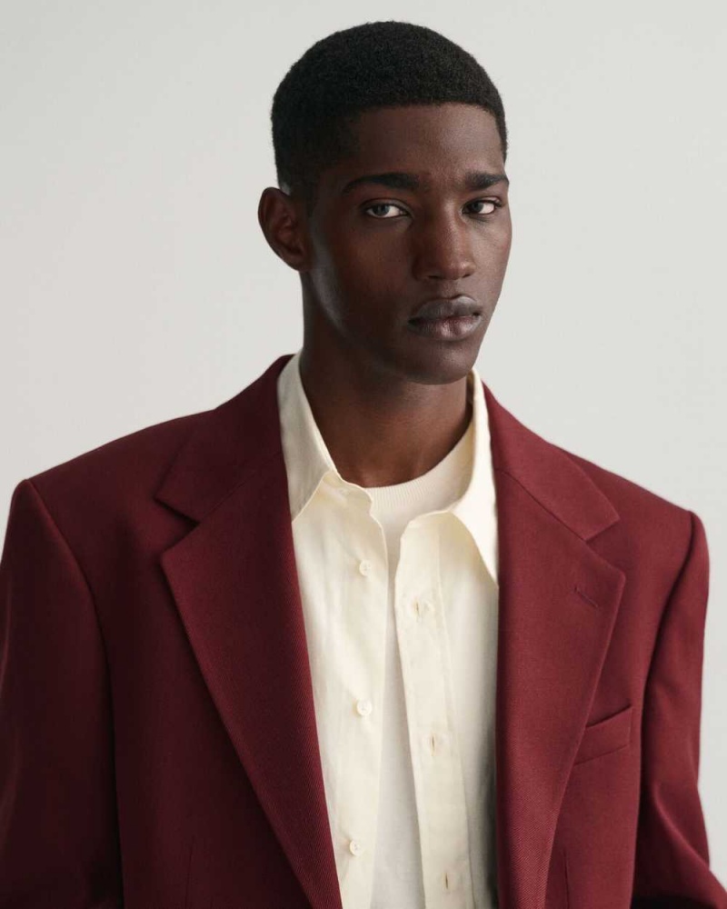 Gant Oversized Wool Twill Suit Men's Blazer Red Shadow | IGQEC-2589