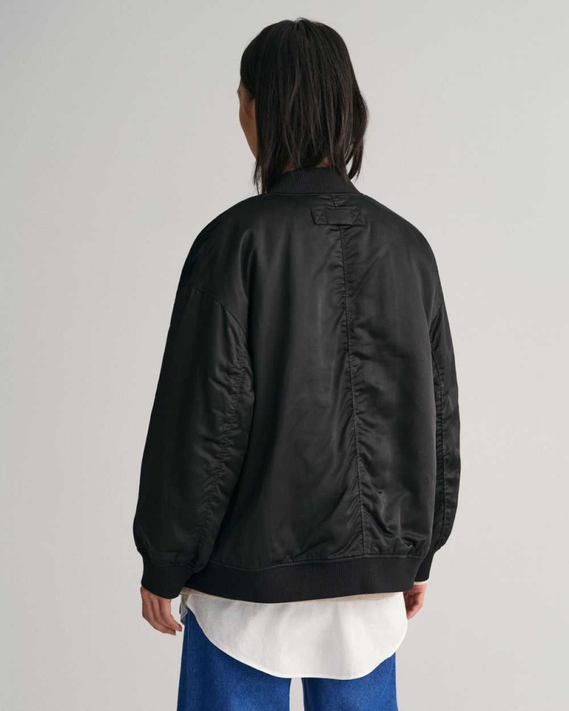 Gant Padded Bomber Women's Jackets Ebony Black | ELUTW-9435