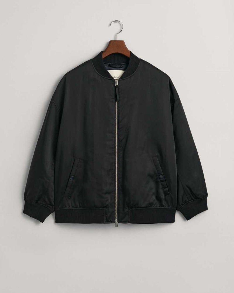 Gant Padded Bomber Women's Jackets Ebony Black | ELUTW-9435