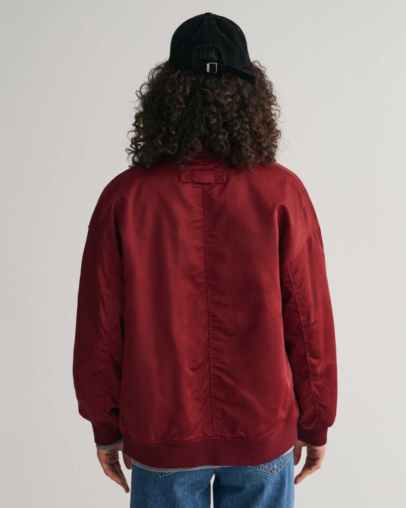 Gant Padded Bomber Women's Jackets Plumped Red | ETIOX-8204