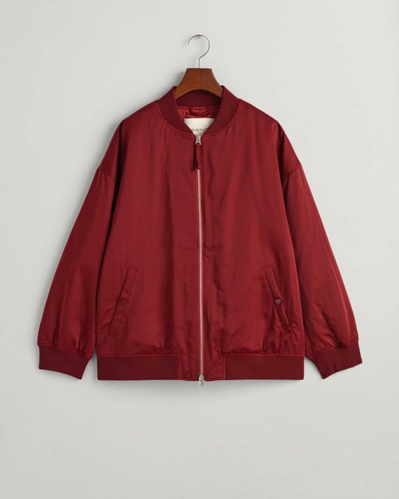 Gant Padded Bomber Women's Jackets Plumped Red | ETIOX-8204