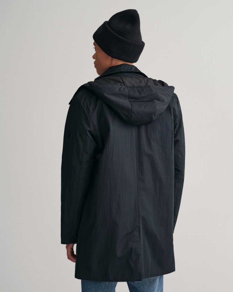 Gant Padded Car Men's Coats Black | ZSFYL-4392