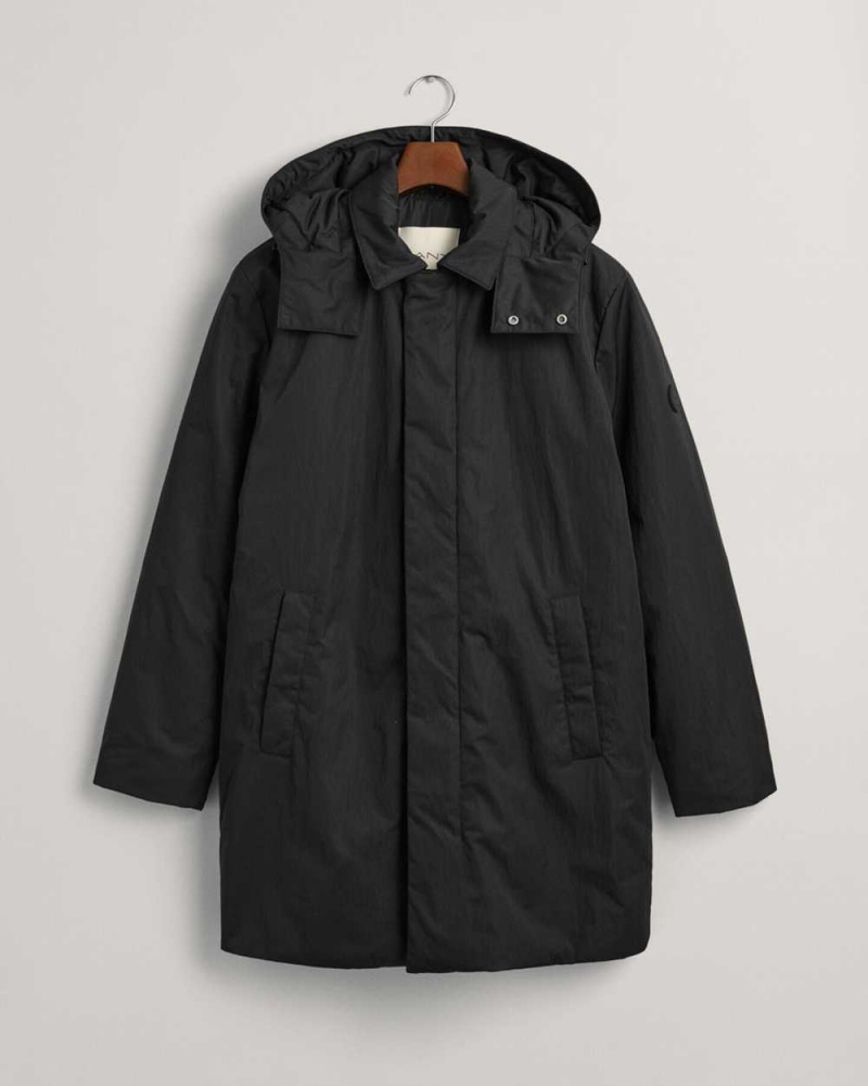 Gant Padded Car Men's Coats Black | ZSFYL-4392