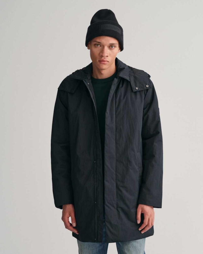 Gant Padded Car Men\'s Coats Black | ZSFYL-4392