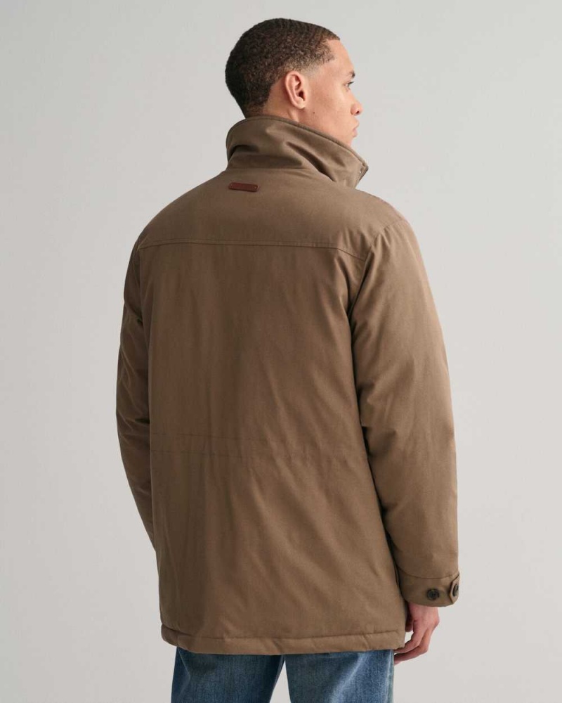 Gant Padded Flannel Field Men's Jackets Desert Brown | TPOUG-0546