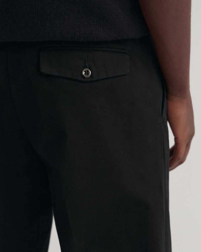 Gant Peached Cotton Men's Pants Black | BKAUG-0754