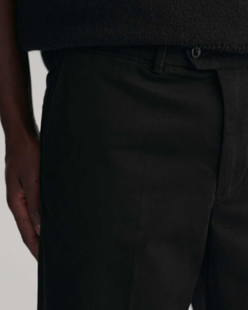 Gant Peached Cotton Men's Pants Black | BKAUG-0754