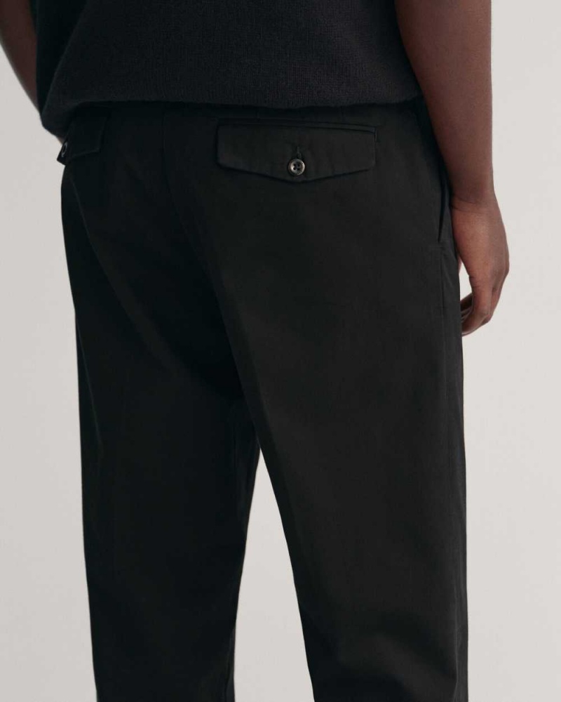 Gant Peached Cotton Men's Pants Black | BKAUG-0754