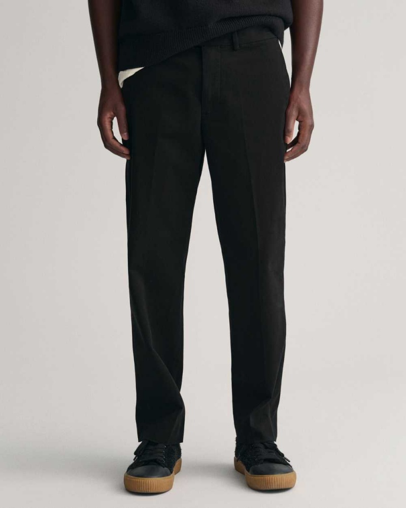 Gant Peached Cotton Men's Pants Black | BKAUG-0754