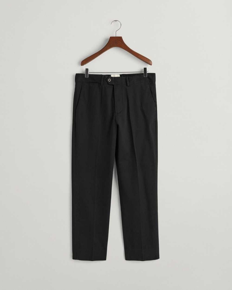 Gant Peached Cotton Men's Pants Black | BKAUG-0754