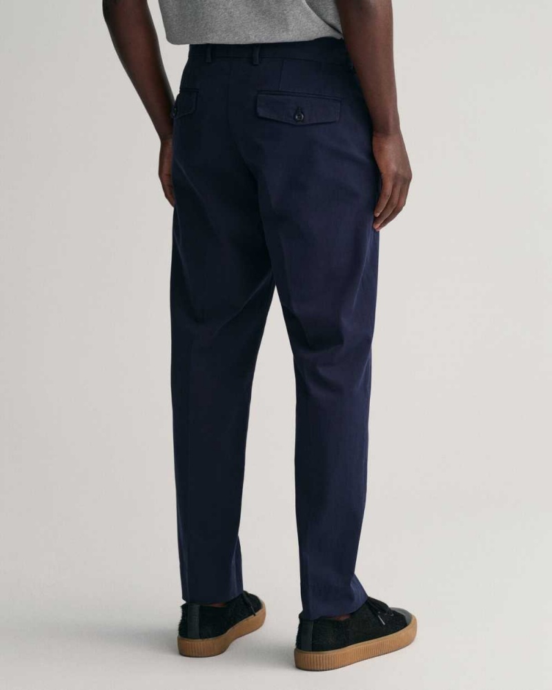 Gant Peached Cotton Men's Pants Evening Blue | WLHVQ-4902