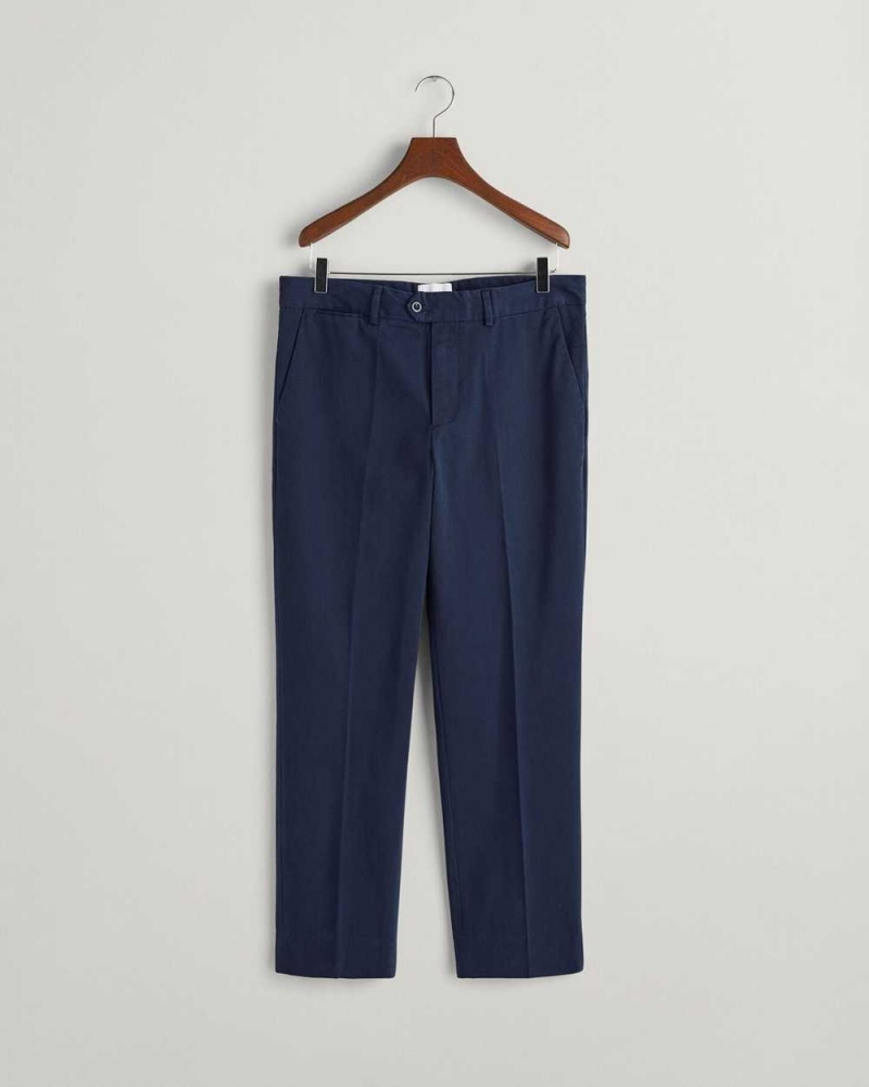 Gant Peached Cotton Men's Pants Evening Blue | WLHVQ-4902