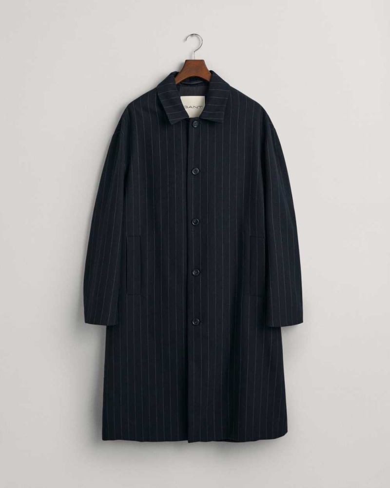 Gant Pinstripe Men's Coats Navy | EGTIJ-8952